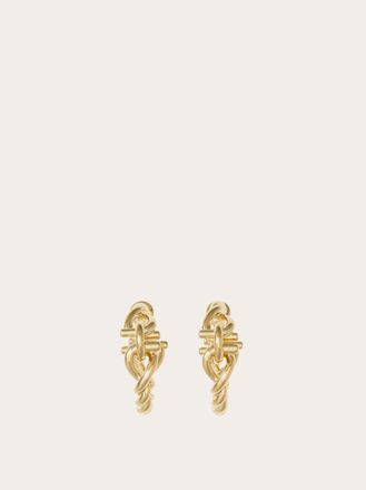 Ferragamo Women Twisted chain Gancini hoop earrings (S) Gold