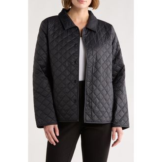 Eileen Fisher Classic Collar Diamond Quilted Jacket in Black at Nordstrom Rack, Size Large