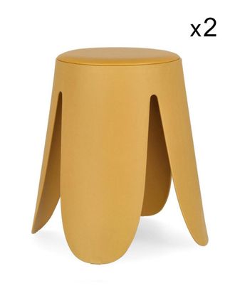 Konte Design Lote de 2 taburetes de polipropileno mostaza