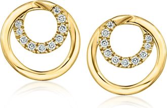 Ross-Simons Lab-Grown Diamond Double-Circle Earrings in 18kt Gold Over Sterling