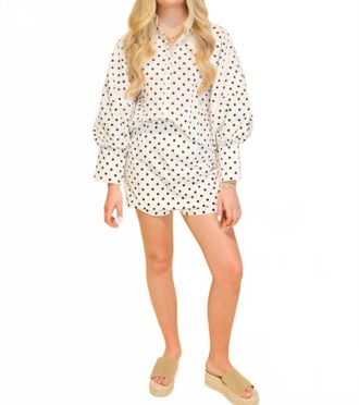 Reminiscence Pull-On Mini Skort In White Polka