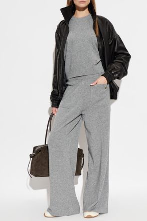 Victoria Beckham Wool Trousers With Straight Legs, Womens, Grey