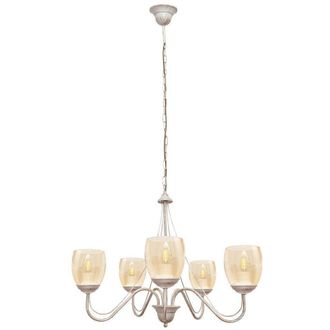 Netlighting Allena Multi Arm Pendant Ceiling Light White Gold Amber 50cm