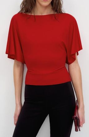 Reformation Avery Boatneck Knit Top in Lipstick at Nordstrom, Size X-Small