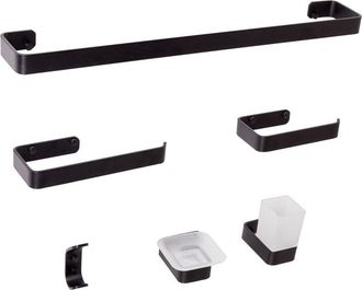 Beliani Beliani - Conjunto De 6 Accesorios De Ba&ntilde;o De Aluminio Y Vidrio Con Acabado Mate Estilo Moderno Negro Zorritos
