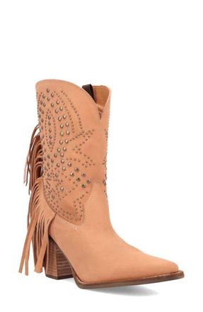 Dingo Star Power Fringe & Stud Western Boot in Peach at Nordstrom, Size 7.5