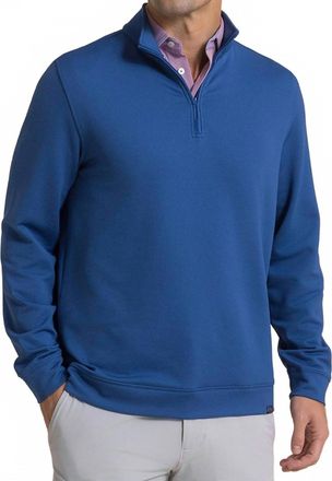 Southern Tide Mens Schooner Quarter Zip Sweatshirt In Nautical Blue