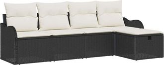 vidaXL Vidaxl - Garden Sofa Set with Cushion 5 pcs Black, Cream 55 x 55 x 37 cm