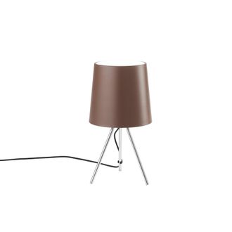 Luce-Ambiente-Design L&aacute;mpara de mesa de metal plateado con pantalla de aluminio marr&oacute;n