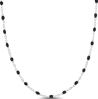 Mimi & Max Black Enamel Bead Station Forzatina Brill Necklace in Sterling Silver - 18 in
