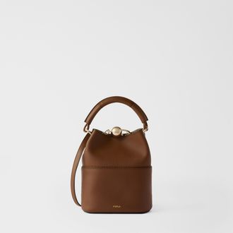 Furla Sfera Mini Bag L Cognac H Brown Napoli Double Calf Leather Woman