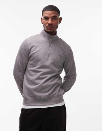 Paul Smith Maglione grigio con zip corta e logo