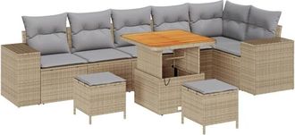 vidaXL Garden Sofa Set 9 pcs Beige and Light Grey Poly Rattan vidaXL