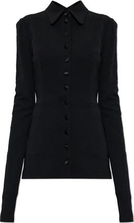 Dolce & Gabbana Wol Jersey Blouse - Dames - Overhemden - Zwart - L - Wol - Overhemden