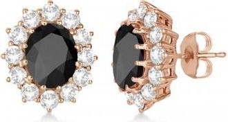 Allurez Oval Black Onyx and Diamond Earrings 14k Rose Gold (5.55ctw)