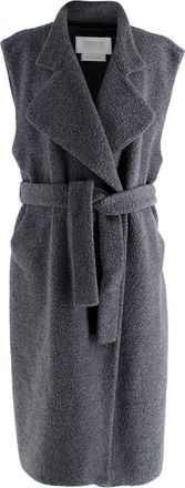 Harris Wharf London Grey Shearling Wool Long Gilet Size L