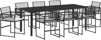 vidaXL vidaXL Garden Dining Set 9 pcs Black Poly rattan
