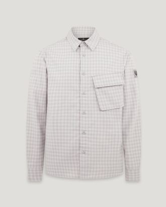 Belstaff Scale Shirt Mens Brushed Cotton Cement Grey / Silver Birch Size 2XL