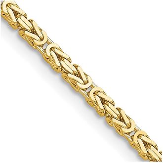 Diamond2Deal 10k Yellow Gold 2mm Byzantine Chain Necklace