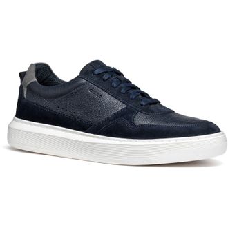 Geox U DEIVEN Leather/Suede Mens Navy Trainers - Size UK 7