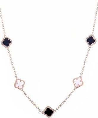 Adornia Enamel Clover Station Necklace in Pink/White at Nordstrom Rack
