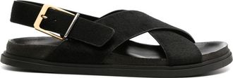 The Row Buckle Leather Sandals - Womens - Calf Leather/Rubber/Pony Hair