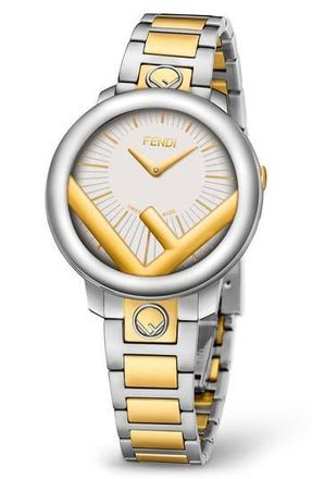 Fendi Run Away Two-Tone Stainless Steel Bracelet Watch, 28mm in White/Two Tone at Nordstrom Rack