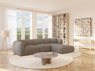 Vente-Unique Divano angolo a destra in Tessuto testurizzato Tortora - CAMILIO della Maison C&eacute;phy