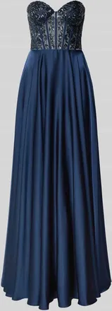 Laona Abendkleid mit floralem Pailettenbesatz in Dunkelblau, Gr&ouml;&szlig;e 32