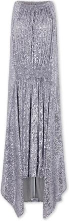 Paco Rabanne Sprankelende Sequin Midi Jurk - Dames - Feestkleedjes - Grijs - M - Pailletten - Kleedjes