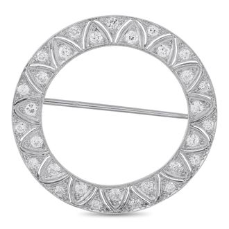 Luxury Bazaar Antique Platinum 1.0ct Diamond Open Circle Brooch MF09-062426