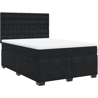 vidaXL Vidaxl - Cama Box Spring Con Colch&oacute;n Terciopelo Negro 160x200 Cm