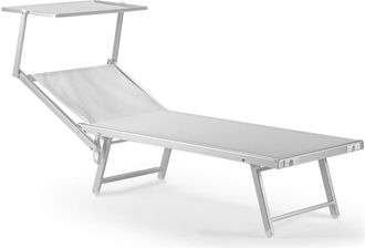 Mobili Rebecca Rebecca Mobili Tumbona De Playa Aluminio Textilene Blanco 38x186x61