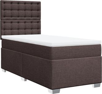 vidaXL Vidaxl - Cama Box Spring Con Colch&oacute;n Tela Marr&oacute;n Oscuro 90x200 Cm
