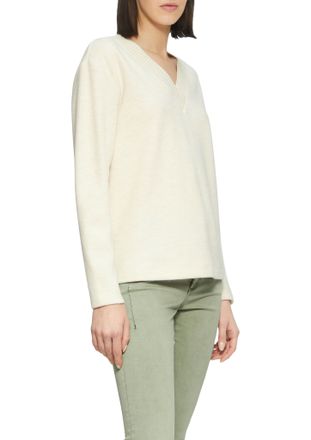 s.Oliver V-Ausschnitt-Pullover S.OLIVER, Damen, Gr. 34, beige (light beige), Feinstrick, Obermaterial: 70% Polyester, 30% Baumwolle, meliert, relaxed fit h&uuml;ftl