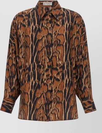 Alberto Biani silk animal-print long-sleeve shirt