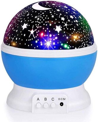 OEM Luz Nocturna Infantil Con Nebulosa Y Rotaci&oacute;n De 360&deg; - 4 Luces Led, Proyector De Estrellas De 12 Colores, Con Cable Usb