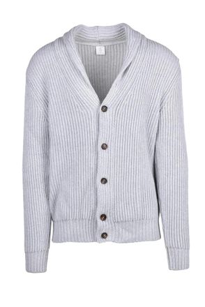 Eleventy Ribbed Wool Button Cardigan - Light Grey