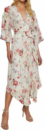 L'agence Miki Handkerchief Hem Dress In Ivory Multi Watercolor