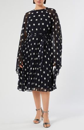 Marina Rinaldi Long Sleeve Georgette Midi Dress in Ultramarine at Nordstrom, Size 22W