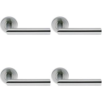 Loops 4x PAIR Mitred Round Bar Handle Ringed Design Conceled Fix Satin Steel in Metallics