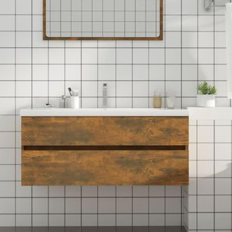 vidaXL Mueble Lavabo Madera Contrachapada Roble Ahumado 100x38,5x45 Cm Vidaxl