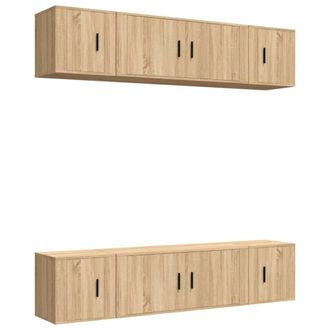 Berkfield Home 6 Piece TV Cabinet Set Sonoma Oak Engineered Wood in Light Tan