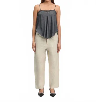 Mes Demoiselles... Micro Rhinestones Straight Leg Pants In Creme