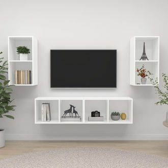 Berkfield Home Wall-mounted TV Cabinets 4 pcs White Engineered Wood