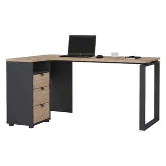 Dmora Escritorio Noemie, Escritorio Multiusos, Mesa De Oficina Para Pc, El Plan De Trabajo, 150x100 H76 Cm, Roble Y Gris - Dmora