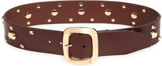 Zimmermann Malley Studded Leather Belt in Chestnut at Nordstrom, Size X-Small
