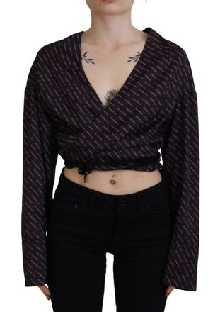 Dsquared2 Dsquared&sup2; Polyester Cropped Logo Printed Blouse Womens Top (Pre-Owned)