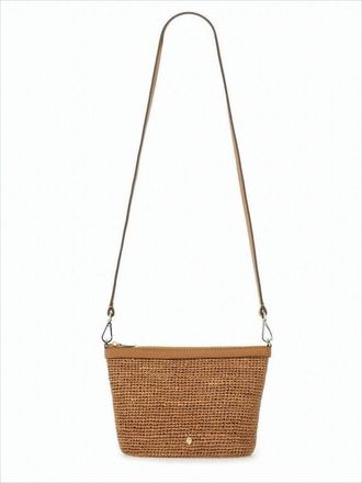 Helen Kaminski Woven Raffia Crossbody Bag With Smooth Leather Details