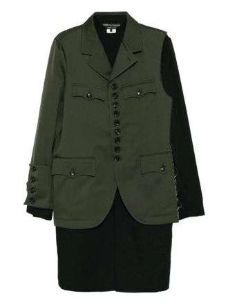Comme Des Gar&ccedil;ons button-up layered coat - men - Polyester/Wool/Cotton - L - Green